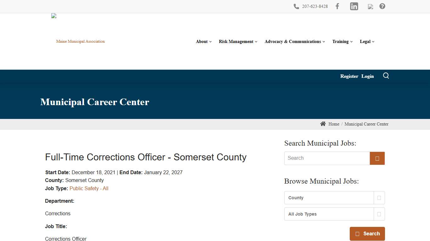 Municipal Career Center - Full-Time Corrections Officer - Somerset County